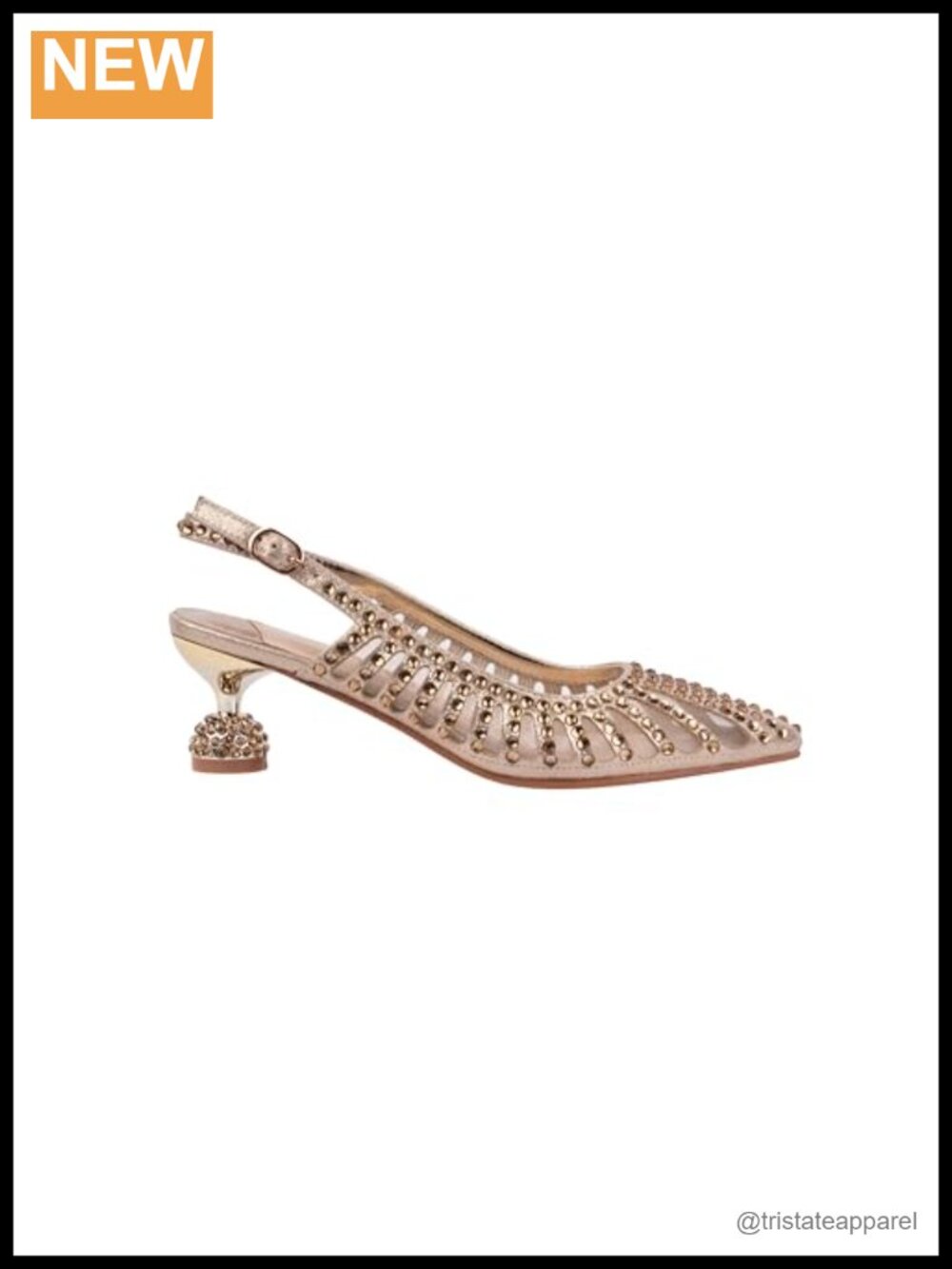 Mesh Rhinestone Heel Slingback Sandals